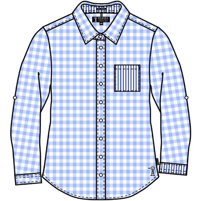 RMPC096 Pilbara Ladies Y/D Check Stripe L/S Shirt