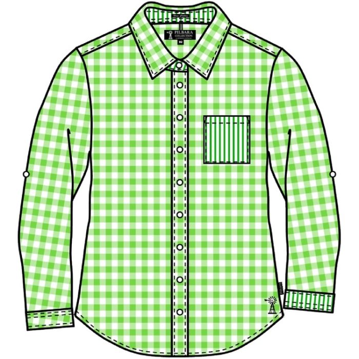 RMPC096 Pilbara Ladies Y/D Check Stripe L/S Shirt - Image 2