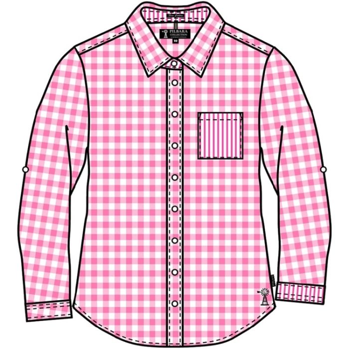RMPC096 Pilbara Ladies Y/D Check Stripe L/S Shirt - Image 3